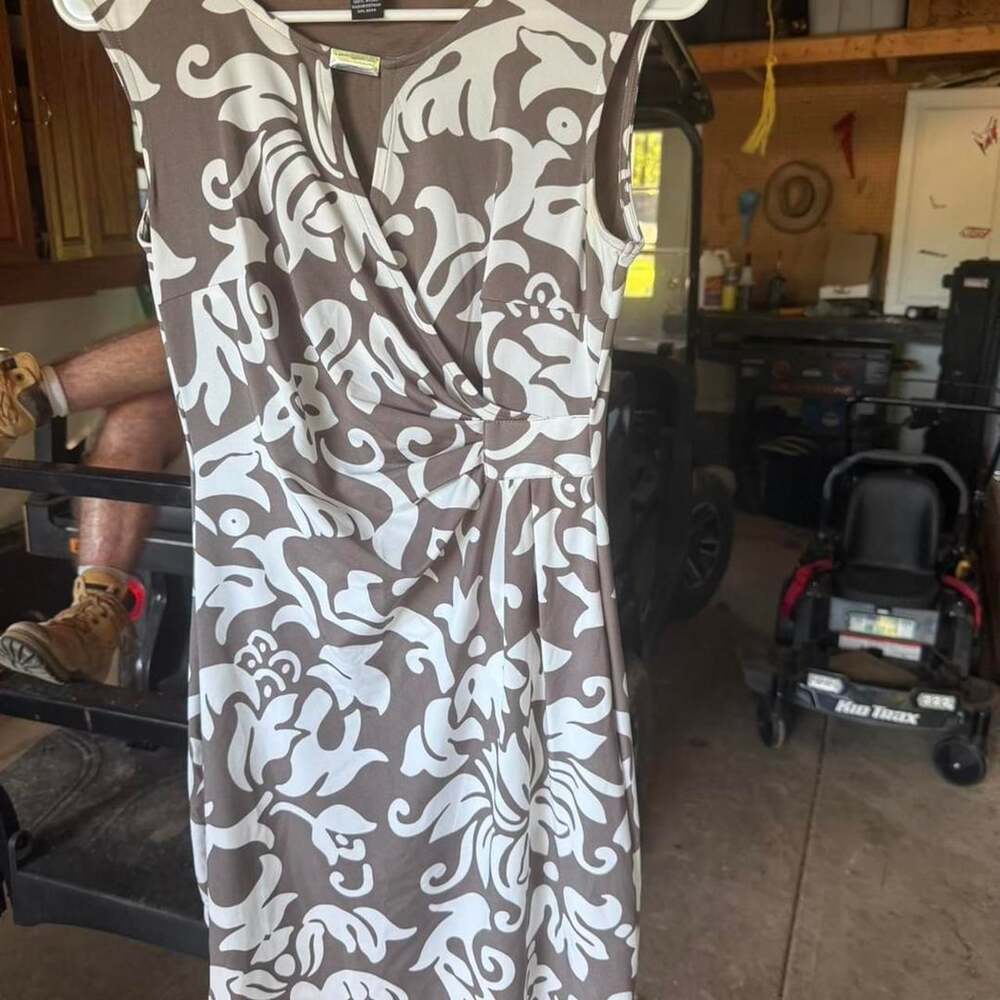 INC International Concepts Petite Dress PM Brown White Floral